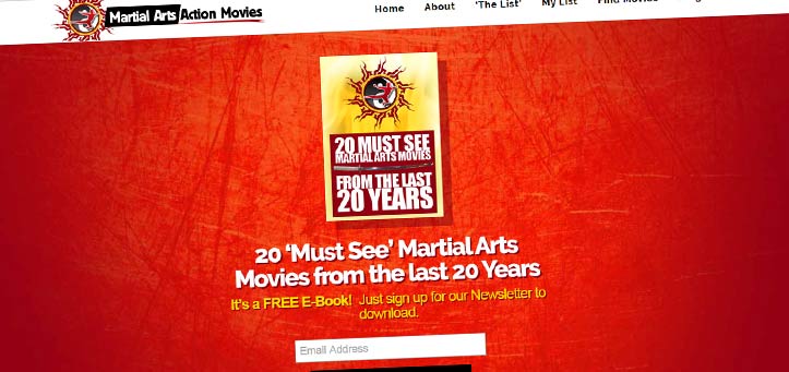 Martial Arts Action Movies Website Design